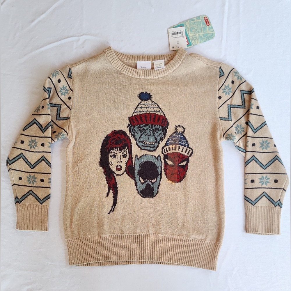 NWT XS Marvel Holiday Sweater Spider-man, The Hulk, Black Panther, Black Widow